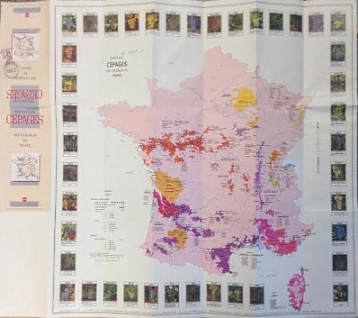 Carte des Cépages des vins de France et Appellations (AOC) - Emilie,  Ancienne Sommelière
